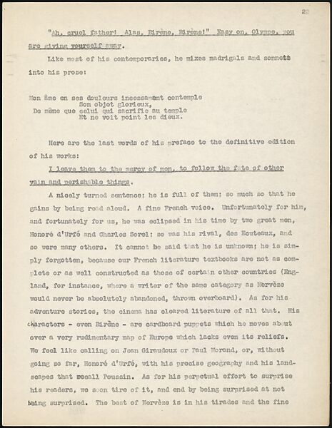 [38 Manuscripts, Typescripts, Carbon Copies of Translations from French by Walker Evans of Gourmont, Baudelaire, Radiguet, Cendrars, Cocteau, Larbaud, Gide, Lautréamont, Dottin, and Others], Walker Evans (American, St. Louis, Missouri 1903–1975 New Haven, Connecticut), Pencil/ink on paper