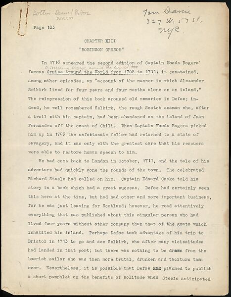 [38 Manuscripts, Typescripts, Carbon Copies of Translations from French by Walker Evans of Gourmont, Baudelaire, Radiguet, Cendrars, Cocteau, Larbaud, Gide, Lautréamont, Dottin, and Others], Walker Evans (American, St. Louis, Missouri 1903–1975 New Haven, Connecticut), Pencil/ink on paper