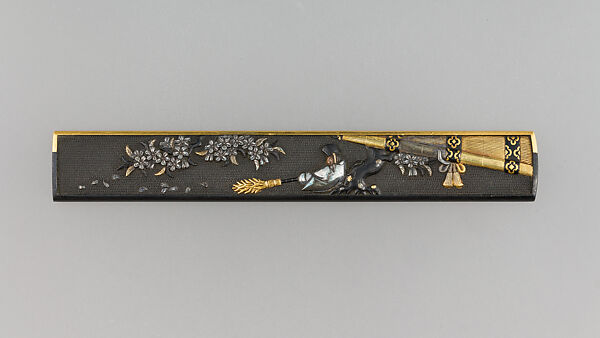 Knife Handle (Kozuka), Copper-gold alloy (shakudō), silver, gold, Japanese 