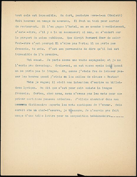 [16 Manuscripts, Typescripts, and Carbon Copies of Personal Essays Submitted as Homework Assignments in French for "Cours de Civilisation Française" at Collège de France, Paris], Walker Evans (American, St. Louis, Missouri 1903–1975 New Haven, Connecticut), Pencil/ink on paper