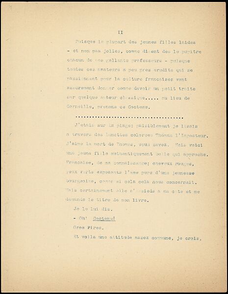 [16 Manuscripts, Typescripts, and Carbon Copies of Personal Essays Submitted as Homework Assignments in French for "Cours de Civilisation Française" at Collège de France, Paris], Walker Evans (American, St. Louis, Missouri 1903–1975 New Haven, Connecticut), Pencil/ink on paper