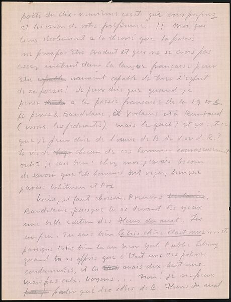 [16 Manuscripts, Typescripts, and Carbon Copies of Personal Essays Submitted as Homework Assignments in French for "Cours de Civilisation Française" at Collège de France, Paris], Walker Evans (American, St. Louis, Missouri 1903–1975 New Haven, Connecticut), Pencil/ink on paper