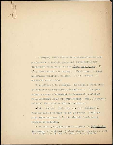 [16 Manuscripts, Typescripts, and Carbon Copies of Personal Essays Submitted as Homework Assignments in French for "Cours de Civilisation Française" at Collège de France, Paris], Walker Evans (American, St. Louis, Missouri 1903–1975 New Haven, Connecticut), Pencil/ink on paper