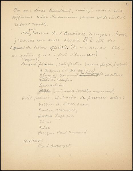 [16 Manuscripts, Typescripts, and Carbon Copies of Personal Essays Submitted as Homework Assignments in French for "Cours de Civilisation Française" at Collège de France, Paris], Walker Evans (American, St. Louis, Missouri 1903–1975 New Haven, Connecticut), Pencil/ink on paper