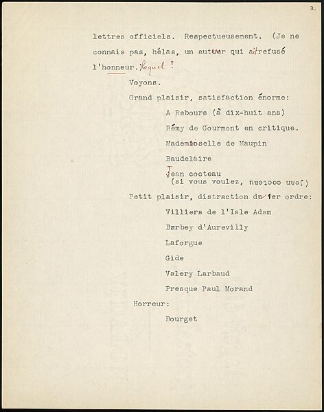 [16 Manuscripts, Typescripts, and Carbon Copies of Personal Essays Submitted as Homework Assignments in French for "Cours de Civilisation Française" at Collège de France, Paris], Walker Evans (American, St. Louis, Missouri 1903–1975 New Haven, Connecticut), Pencil/ink on paper
