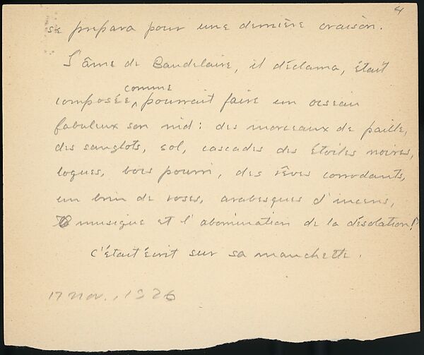[16 Manuscripts, Typescripts, and Carbon Copies of Personal Essays Submitted as Homework Assignments in French for "Cours de Civilisation Française" at Collège de France, Paris], Walker Evans (American, St. Louis, Missouri 1903–1975 New Haven, Connecticut), Pencil/ink on paper