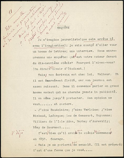 [16 Manuscripts, Typescripts, and Carbon Copies of Personal Essays Submitted as Homework Assignments in French for "Cours de Civilisation Française" at Collège de France, Paris], Walker Evans (American, St. Louis, Missouri 1903–1975 New Haven, Connecticut), Pencil/ink on paper