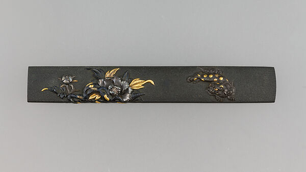 Knife Handle (Kozuka), Copper-gold alloy (shakudō), gold, silver, Japanese 