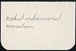 [71 Manuscript and Typescript Drafts and Notes, Carbons, and Page Proofs (in 41 Folders) Relating to "James Agee in 1936", Published as Introduction to 2nd Edition of Let Us Now Praise Famous Men], Walker Evans (American, St. Louis, Missouri 1903–1975 New Haven, Connecticut)