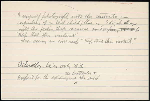 [73 Manuscripts, Typescripts, Carbons From the 1960s-70s: Van Vechten Portrait Session, Lyric Documentary Project, Yale Lecture Notes, Sale of Agee Manuscripts, MFA and Yale Exhibitions, Caroline Freud, and Personal Writing], Walker Evans (American, St. Louis, Missouri 1903–1975 New Haven, Connecticut), Pencil/ink on paper