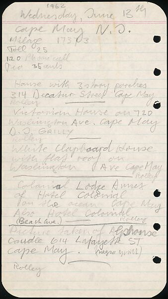 [73 Manuscripts, Typescripts, Carbons From the 1960s-70s: Van Vechten Portrait Session, Lyric Documentary Project, Yale Lecture Notes, Sale of Agee Manuscripts, MFA and Yale Exhibitions, Caroline Freud, and Personal Writing], Walker Evans (American, St. Louis, Missouri 1903–1975 New Haven, Connecticut), Pencil/ink on paper