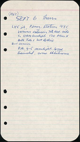 [73 Manuscripts, Typescripts, Carbons From the 1960s-70s: Van Vechten Portrait Session, Lyric Documentary Project, Yale Lecture Notes, Sale of Agee Manuscripts, MFA and Yale Exhibitions, Caroline Freud, and Personal Writing], Walker Evans (American, St. Louis, Missouri 1903–1975 New Haven, Connecticut), Pencil/ink on paper