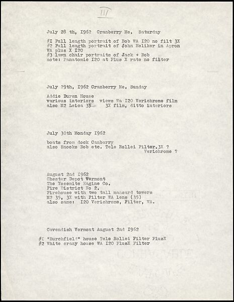 [73 Manuscripts, Typescripts, Carbons From the 1960s-70s: Van Vechten Portrait Session, Lyric Documentary Project, Yale Lecture Notes, Sale of Agee Manuscripts, MFA and Yale Exhibitions, Caroline Freud, and Personal Writing], Walker Evans (American, St. Louis, Missouri 1903–1975 New Haven, Connecticut), Pencil/ink on paper