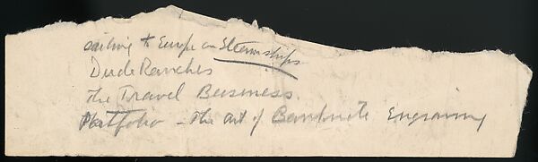 [73 Manuscripts, Typescripts, Carbons From the 1960s-70s: Van Vechten Portrait Session, Lyric Documentary Project, Yale Lecture Notes, Sale of Agee Manuscripts, MFA and Yale Exhibitions, Caroline Freud, and Personal Writing], Walker Evans (American, St. Louis, Missouri 1903–1975 New Haven, Connecticut), Pencil/ink on paper