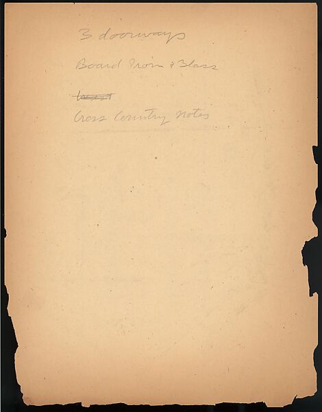 [73 Manuscripts, Typescripts, Carbons From the 1960s-70s: Van Vechten Portrait Session, Lyric Documentary Project, Yale Lecture Notes, Sale of Agee Manuscripts, MFA and Yale Exhibitions, Caroline Freud, and Personal Writing], Walker Evans (American, St. Louis, Missouri 1903–1975 New Haven, Connecticut), Pencil/ink on paper