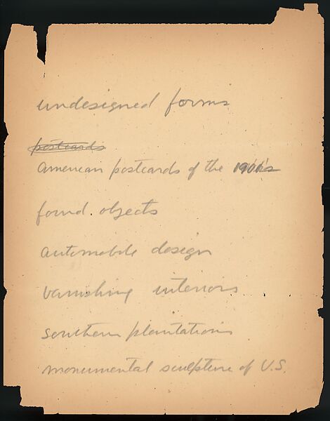 [73 Manuscripts, Typescripts, Carbons From the 1960s-70s: Van Vechten Portrait Session, Lyric Documentary Project, Yale Lecture Notes, Sale of Agee Manuscripts, MFA and Yale Exhibitions, Caroline Freud, and Personal Writing], Walker Evans (American, St. Louis, Missouri 1903–1975 New Haven, Connecticut), Pencil/ink on paper