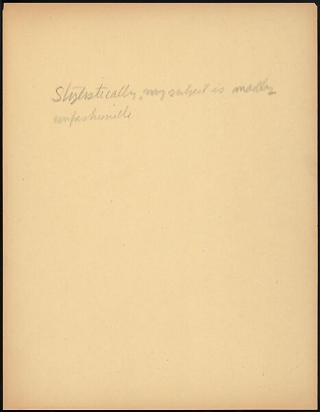 [73 Manuscripts, Typescripts, Carbons From the 1960s-70s: Van Vechten Portrait Session, Lyric Documentary Project, Yale Lecture Notes, Sale of Agee Manuscripts, MFA and Yale Exhibitions, Caroline Freud, and Personal Writing], Walker Evans (American, St. Louis, Missouri 1903–1975 New Haven, Connecticut), Pencil/ink on paper