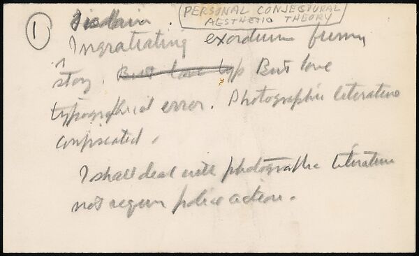 [73 Manuscripts, Typescripts, Carbons From the 1960s-70s: Van Vechten Portrait Session, Lyric Documentary Project, Yale Lecture Notes, Sale of Agee Manuscripts, MFA and Yale Exhibitions, Caroline Freud, and Personal Writing], Walker Evans (American, St. Louis, Missouri 1903–1975 New Haven, Connecticut), Pencil/ink on paper