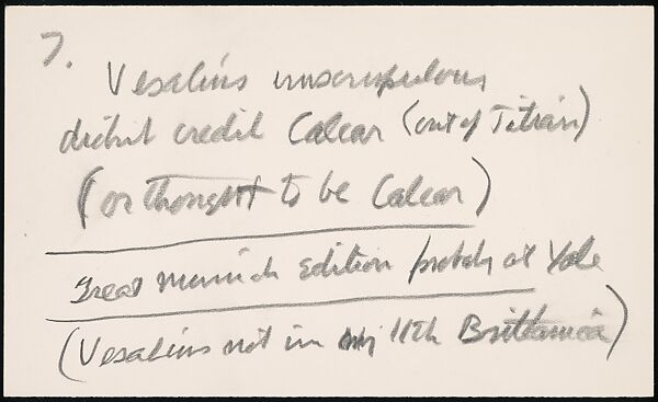 [73 Manuscripts, Typescripts, Carbons From the 1960s-70s: Van Vechten Portrait Session, Lyric Documentary Project, Yale Lecture Notes, Sale of Agee Manuscripts, MFA and Yale Exhibitions, Caroline Freud, and Personal Writing], Walker Evans (American, St. Louis, Missouri 1903–1975 New Haven, Connecticut), Pencil/ink on paper
