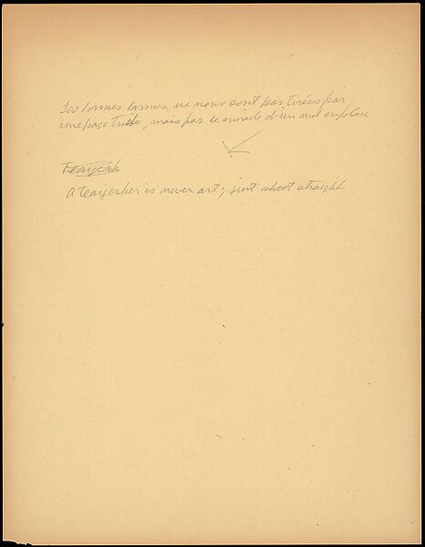 [73 Manuscripts, Typescripts, Carbons From the 1960s-70s: Van Vechten Portrait Session, Lyric Documentary Project, Yale Lecture Notes, Sale of Agee Manuscripts, MFA and Yale Exhibitions, Caroline Freud, and Personal Writing], Walker Evans (American, St. Louis, Missouri 1903–1975 New Haven, Connecticut), Pencil/ink on paper