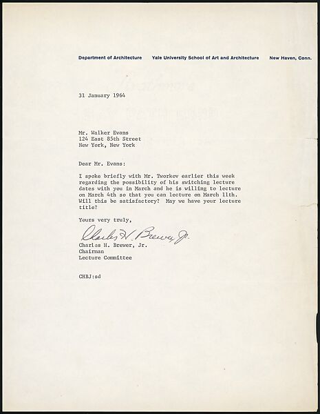 [73 Manuscripts, Typescripts, Carbons From the 1960s-70s: Van Vechten Portrait Session, Lyric Documentary Project, Yale Lecture Notes, Sale of Agee Manuscripts, MFA and Yale Exhibitions, Caroline Freud, and Personal Writing], Walker Evans (American, St. Louis, Missouri 1903–1975 New Haven, Connecticut), Pencil/ink on paper