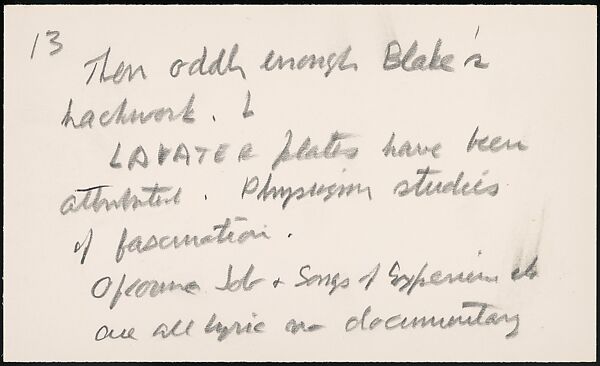[73 Manuscripts, Typescripts, Carbons From the 1960s-70s: Van Vechten Portrait Session, Lyric Documentary Project, Yale Lecture Notes, Sale of Agee Manuscripts, MFA and Yale Exhibitions, Caroline Freud, and Personal Writing], Walker Evans (American, St. Louis, Missouri 1903–1975 New Haven, Connecticut), Pencil/ink on paper
