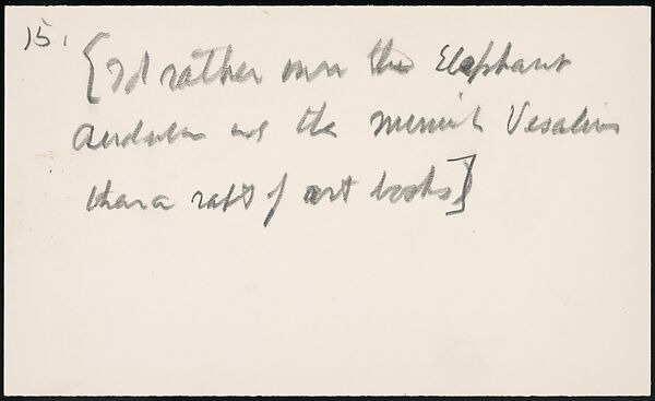 [73 Manuscripts, Typescripts, Carbons From the 1960s-70s: Van Vechten Portrait Session, Lyric Documentary Project, Yale Lecture Notes, Sale of Agee Manuscripts, MFA and Yale Exhibitions, Caroline Freud, and Personal Writing], Walker Evans (American, St. Louis, Missouri 1903–1975 New Haven, Connecticut), Pencil/ink on paper