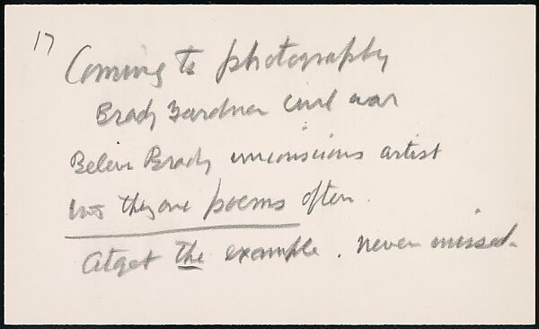 [73 Manuscripts, Typescripts, Carbons From the 1960s-70s: Van Vechten Portrait Session, Lyric Documentary Project, Yale Lecture Notes, Sale of Agee Manuscripts, MFA and Yale Exhibitions, Caroline Freud, and Personal Writing], Walker Evans (American, St. Louis, Missouri 1903–1975 New Haven, Connecticut), Pencil/ink on paper