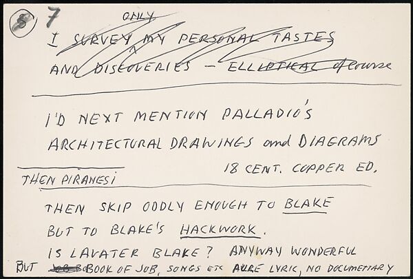 [73 Manuscripts, Typescripts, Carbons From the 1960s-70s: Van Vechten Portrait Session, Lyric Documentary Project, Yale Lecture Notes, Sale of Agee Manuscripts, MFA and Yale Exhibitions, Caroline Freud, and Personal Writing], Walker Evans (American, St. Louis, Missouri 1903–1975 New Haven, Connecticut), Pencil/ink on paper