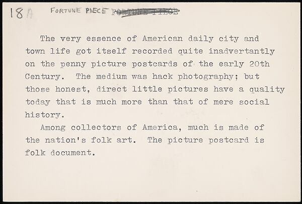 [73 Manuscripts, Typescripts, Carbons From the 1960s-70s: Van Vechten Portrait Session, Lyric Documentary Project, Yale Lecture Notes, Sale of Agee Manuscripts, MFA and Yale Exhibitions, Caroline Freud, and Personal Writing], Walker Evans (American, St. Louis, Missouri 1903–1975 New Haven, Connecticut), Pencil/ink on paper