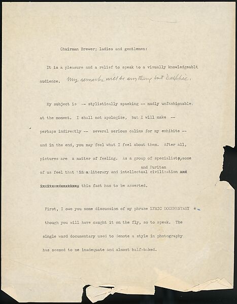 [73 Manuscripts, Typescripts, Carbons From the 1960s-70s: Van Vechten Portrait Session, Lyric Documentary Project, Yale Lecture Notes, Sale of Agee Manuscripts, MFA and Yale Exhibitions, Caroline Freud, and Personal Writing], Walker Evans (American, St. Louis, Missouri 1903–1975 New Haven, Connecticut), Pencil/ink on paper