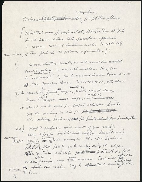 [73 Manuscripts, Typescripts, Carbons From the 1960s-70s: Van Vechten Portrait Session, Lyric Documentary Project, Yale Lecture Notes, Sale of Agee Manuscripts, MFA and Yale Exhibitions, Caroline Freud, and Personal Writing], Walker Evans (American, St. Louis, Missouri 1903–1975 New Haven, Connecticut), Pencil/ink on paper