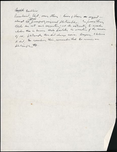 [73 Manuscripts, Typescripts, Carbons From the 1960s-70s: Van Vechten Portrait Session, Lyric Documentary Project, Yale Lecture Notes, Sale of Agee Manuscripts, MFA and Yale Exhibitions, Caroline Freud, and Personal Writing], Walker Evans (American, St. Louis, Missouri 1903–1975 New Haven, Connecticut), Pencil/ink on paper