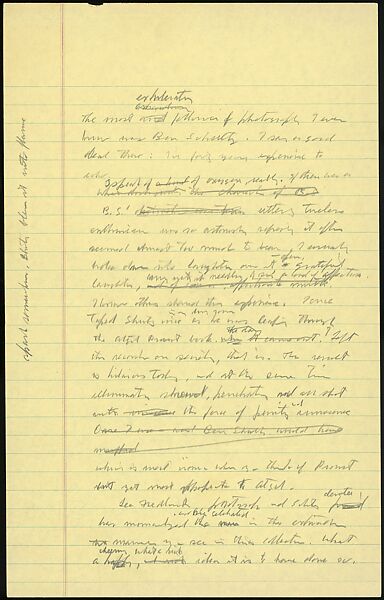 [73 Manuscripts, Typescripts, Carbons From the 1960s-70s: Van Vechten Portrait Session, Lyric Documentary Project, Yale Lecture Notes, Sale of Agee Manuscripts, MFA and Yale Exhibitions, Caroline Freud, and Personal Writing], Walker Evans (American, St. Louis, Missouri 1903–1975 New Haven, Connecticut), Pencil/ink on paper