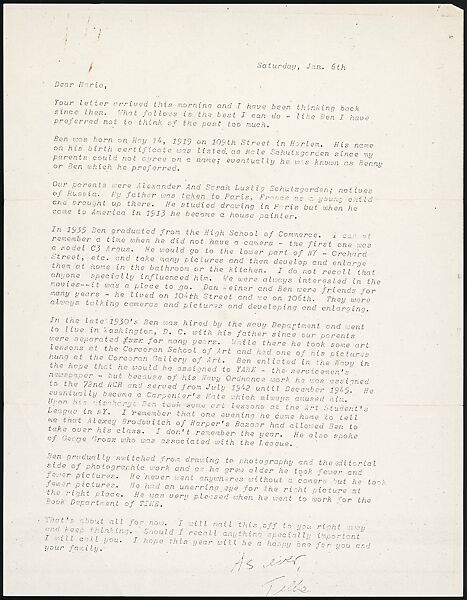 [73 Manuscripts, Typescripts, Carbons From the 1960s-70s: Van Vechten Portrait Session, Lyric Documentary Project, Yale Lecture Notes, Sale of Agee Manuscripts, MFA and Yale Exhibitions, Caroline Freud, and Personal Writing], Walker Evans (American, St. Louis, Missouri 1903–1975 New Haven, Connecticut), Pencil/ink on paper