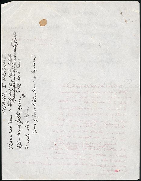 [73 Manuscripts, Typescripts, Carbons From the 1960s-70s: Van Vechten Portrait Session, Lyric Documentary Project, Yale Lecture Notes, Sale of Agee Manuscripts, MFA and Yale Exhibitions, Caroline Freud, and Personal Writing], Walker Evans (American, St. Louis, Missouri 1903–1975 New Haven, Connecticut), Pencil/ink on paper