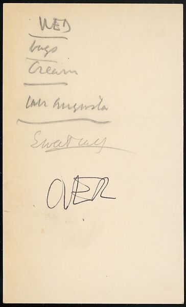 [73 Manuscripts, Typescripts, Carbons From the 1960s-70s: Van Vechten Portrait Session, Lyric Documentary Project, Yale Lecture Notes, Sale of Agee Manuscripts, MFA and Yale Exhibitions, Caroline Freud, and Personal Writing], Walker Evans (American, St. Louis, Missouri 1903–1975 New Haven, Connecticut), Pencil/ink on paper