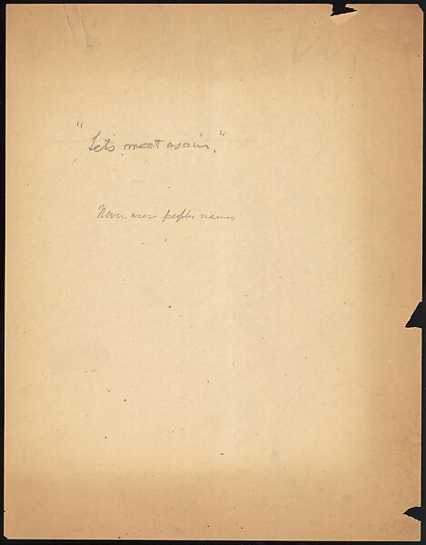 [73 Manuscripts, Typescripts, Carbons From the 1960s-70s: Van Vechten Portrait Session, Lyric Documentary Project, Yale Lecture Notes, Sale of Agee Manuscripts, MFA and Yale Exhibitions, Caroline Freud, and Personal Writing], Walker Evans (American, St. Louis, Missouri 1903–1975 New Haven, Connecticut), Pencil/ink on paper