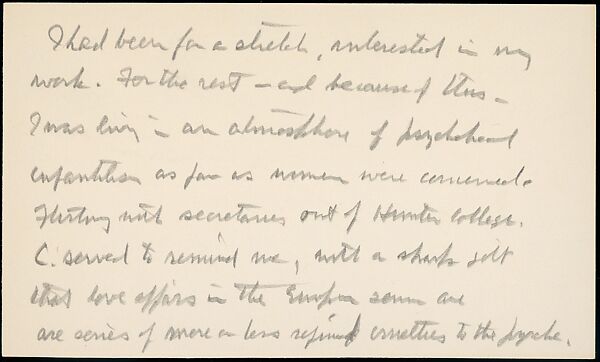 [73 Manuscripts, Typescripts, Carbons From the 1960s-70s: Van Vechten Portrait Session, Lyric Documentary Project, Yale Lecture Notes, Sale of Agee Manuscripts, MFA and Yale Exhibitions, Caroline Freud, and Personal Writing], Walker Evans (American, St. Louis, Missouri 1903–1975 New Haven, Connecticut), Pencil/ink on paper
