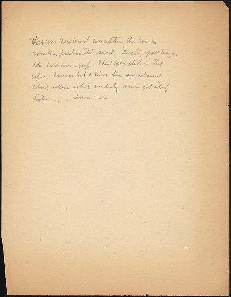 [73 Manuscripts, Typescripts, Carbons From the 1960s-70s: Van Vechten Portrait Session, Lyric Documentary Project, Yale Lecture Notes, Sale of Agee Manuscripts, MFA and Yale Exhibitions, Caroline Freud, and Personal Writing], Walker Evans (American, St. Louis, Missouri 1903–1975 New Haven, Connecticut), Pencil/ink on paper