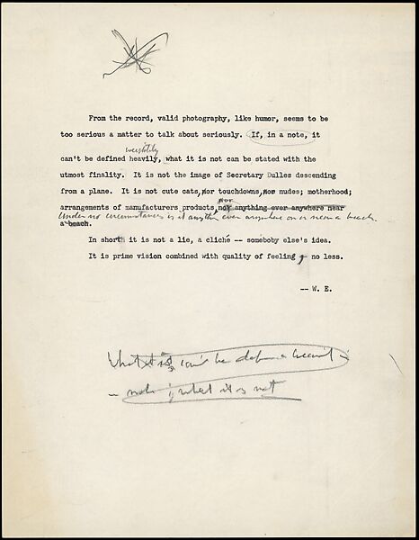 [73 Manuscripts, Typescripts, Carbons From the 1960s-70s: Van Vechten Portrait Session, Lyric Documentary Project, Yale Lecture Notes, Sale of Agee Manuscripts, MFA and Yale Exhibitions, Caroline Freud, and Personal Writing], Walker Evans (American, St. Louis, Missouri 1903–1975 New Haven, Connecticut), Pencil/ink on paper