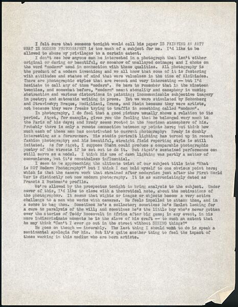 [73 Manuscripts, Typescripts, Carbons From the 1960s-70s: Van Vechten Portrait Session, Lyric Documentary Project, Yale Lecture Notes, Sale of Agee Manuscripts, MFA and Yale Exhibitions, Caroline Freud, and Personal Writing], Walker Evans (American, St. Louis, Missouri 1903–1975 New Haven, Connecticut), Pencil/ink on paper