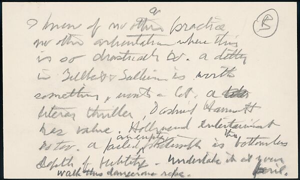 [73 Manuscripts, Typescripts, Carbons From the 1960s-70s: Van Vechten Portrait Session, Lyric Documentary Project, Yale Lecture Notes, Sale of Agee Manuscripts, MFA and Yale Exhibitions, Caroline Freud, and Personal Writing], Walker Evans (American, St. Louis, Missouri 1903–1975 New Haven, Connecticut), Pencil/ink on paper