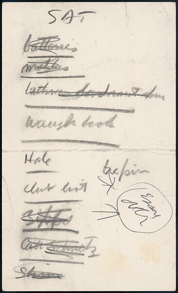 [73 Manuscripts, Typescripts, Carbons From the 1960s-70s: Van Vechten Portrait Session, Lyric Documentary Project, Yale Lecture Notes, Sale of Agee Manuscripts, MFA and Yale Exhibitions, Caroline Freud, and Personal Writing], Walker Evans (American, St. Louis, Missouri 1903–1975 New Haven, Connecticut), Pencil/ink on paper