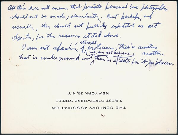 [73 Manuscripts, Typescripts, Carbons From the 1960s-70s: Van Vechten Portrait Session, Lyric Documentary Project, Yale Lecture Notes, Sale of Agee Manuscripts, MFA and Yale Exhibitions, Caroline Freud, and Personal Writing], Walker Evans (American, St. Louis, Missouri 1903–1975 New Haven, Connecticut), Pencil/ink on paper