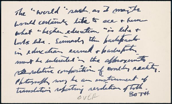 [73 Manuscripts, Typescripts, Carbons From the 1960s-70s: Van Vechten Portrait Session, Lyric Documentary Project, Yale Lecture Notes, Sale of Agee Manuscripts, MFA and Yale Exhibitions, Caroline Freud, and Personal Writing], Walker Evans (American, St. Louis, Missouri 1903–1975 New Haven, Connecticut), Pencil/ink on paper