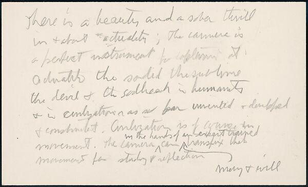 [73 Manuscripts, Typescripts, Carbons From the 1960s-70s: Van Vechten Portrait Session, Lyric Documentary Project, Yale Lecture Notes, Sale of Agee Manuscripts, MFA and Yale Exhibitions, Caroline Freud, and Personal Writing], Walker Evans (American, St. Louis, Missouri 1903–1975 New Haven, Connecticut), Pencil/ink on paper
