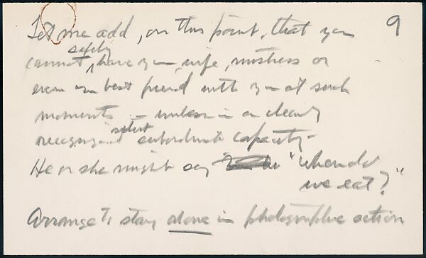 [73 Manuscripts, Typescripts, Carbons From the 1960s-70s: Van Vechten Portrait Session, Lyric Documentary Project, Yale Lecture Notes, Sale of Agee Manuscripts, MFA and Yale Exhibitions, Caroline Freud, and Personal Writing], Walker Evans (American, St. Louis, Missouri 1903–1975 New Haven, Connecticut), Pencil/ink on paper