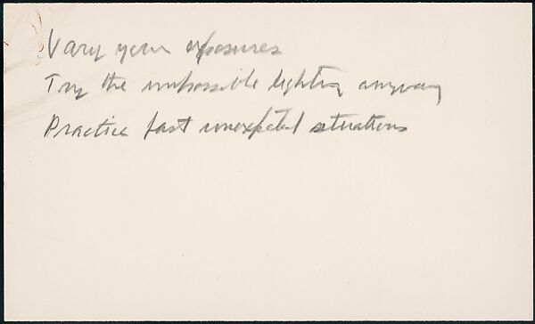 [73 Manuscripts, Typescripts, Carbons From the 1960s-70s: Van Vechten Portrait Session, Lyric Documentary Project, Yale Lecture Notes, Sale of Agee Manuscripts, MFA and Yale Exhibitions, Caroline Freud, and Personal Writing], Walker Evans (American, St. Louis, Missouri 1903–1975 New Haven, Connecticut), Pencil/ink on paper