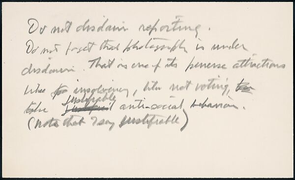 [73 Manuscripts, Typescripts, Carbons From the 1960s-70s: Van Vechten Portrait Session, Lyric Documentary Project, Yale Lecture Notes, Sale of Agee Manuscripts, MFA and Yale Exhibitions, Caroline Freud, and Personal Writing], Walker Evans (American, St. Louis, Missouri 1903–1975 New Haven, Connecticut), Pencil/ink on paper
